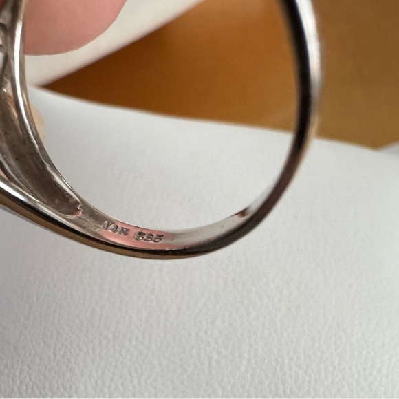 14K White Gold Citrine Diamond Amethyst Cocktail Ring Statement Bold size 7 - Picture 8 of 8